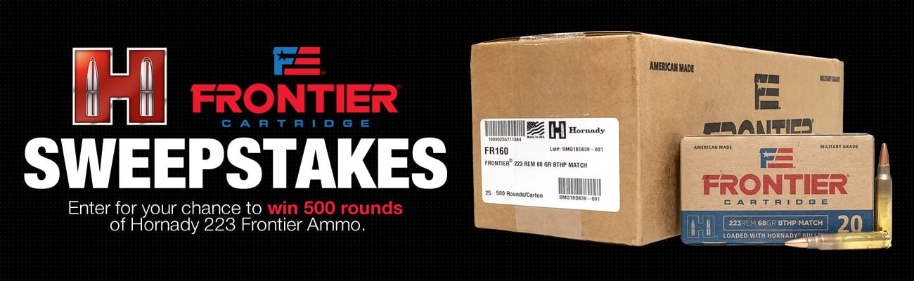 Hornady Frontier Cartridge Sweepstakes - Enter to win 500 Rounds of Hornady 223 Rem Ammunition