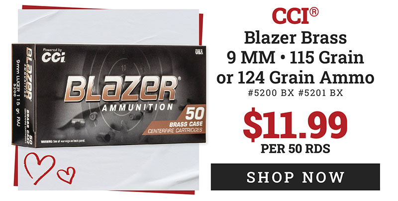 5200 BX 5201 BX -  CCI 9mm 124 gr FMJ Blazer Brass 50/Box