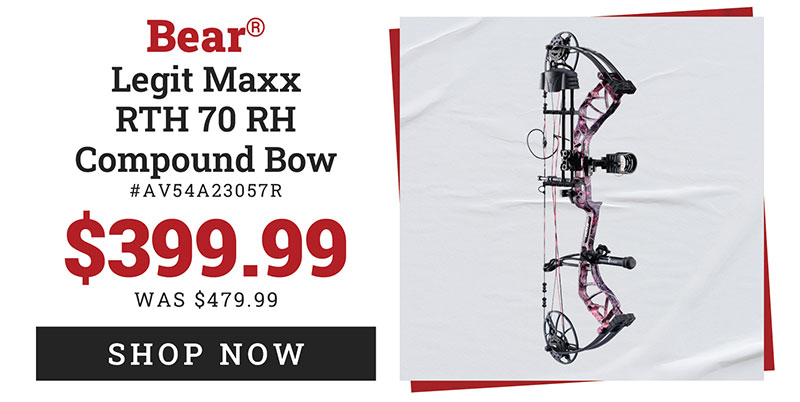 AV54A23057R - Bear Legit Maxx RTH 70RH Compound Bow, Muddy Black