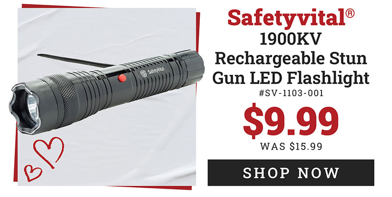 SV-1103-001 - Safetyvital 1900KV Rechargeable Stun Gun LED Flashlight