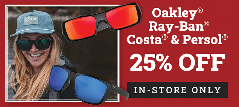 25% off -  Oakley, Ray-Ban, Costa, and Persol